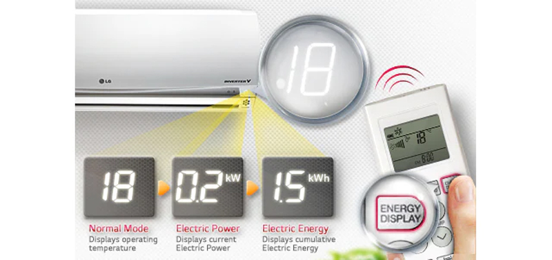 نمایش مصرف انرژی در کولرگازی 30000 الجی TB307SK