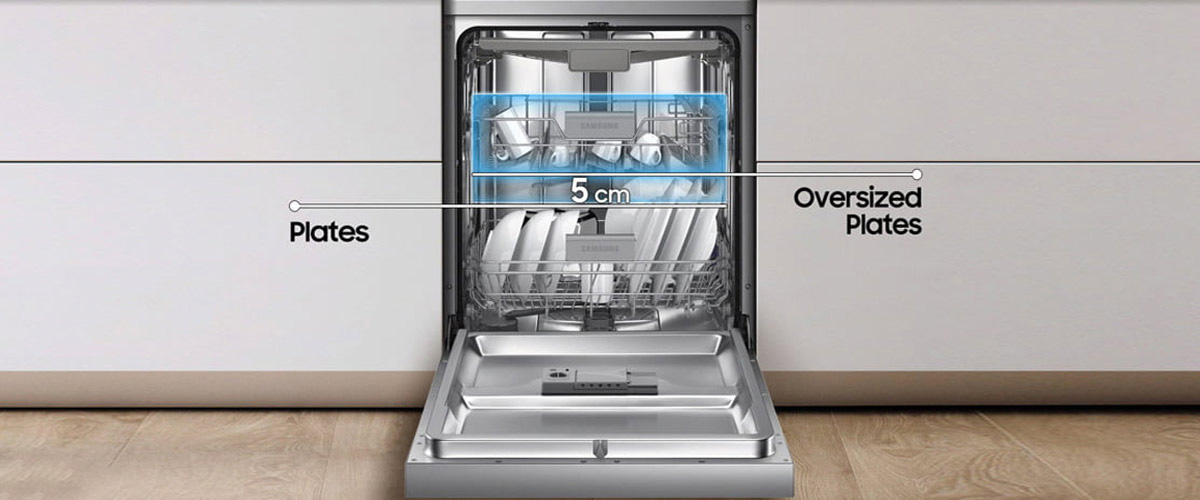 قابلیت تنظیم ارتفاع قفسه ها ماشین ظرفشویی سامسونگ DW60M5070FS